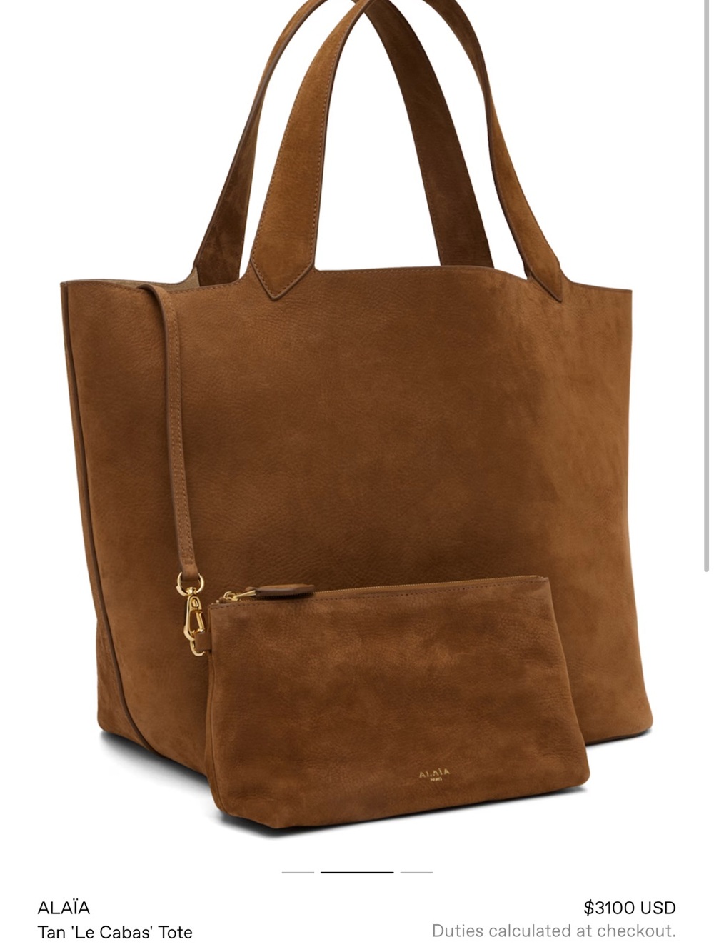 Tan 'Le Cabas' Suede Tote - Picture 2 of 4